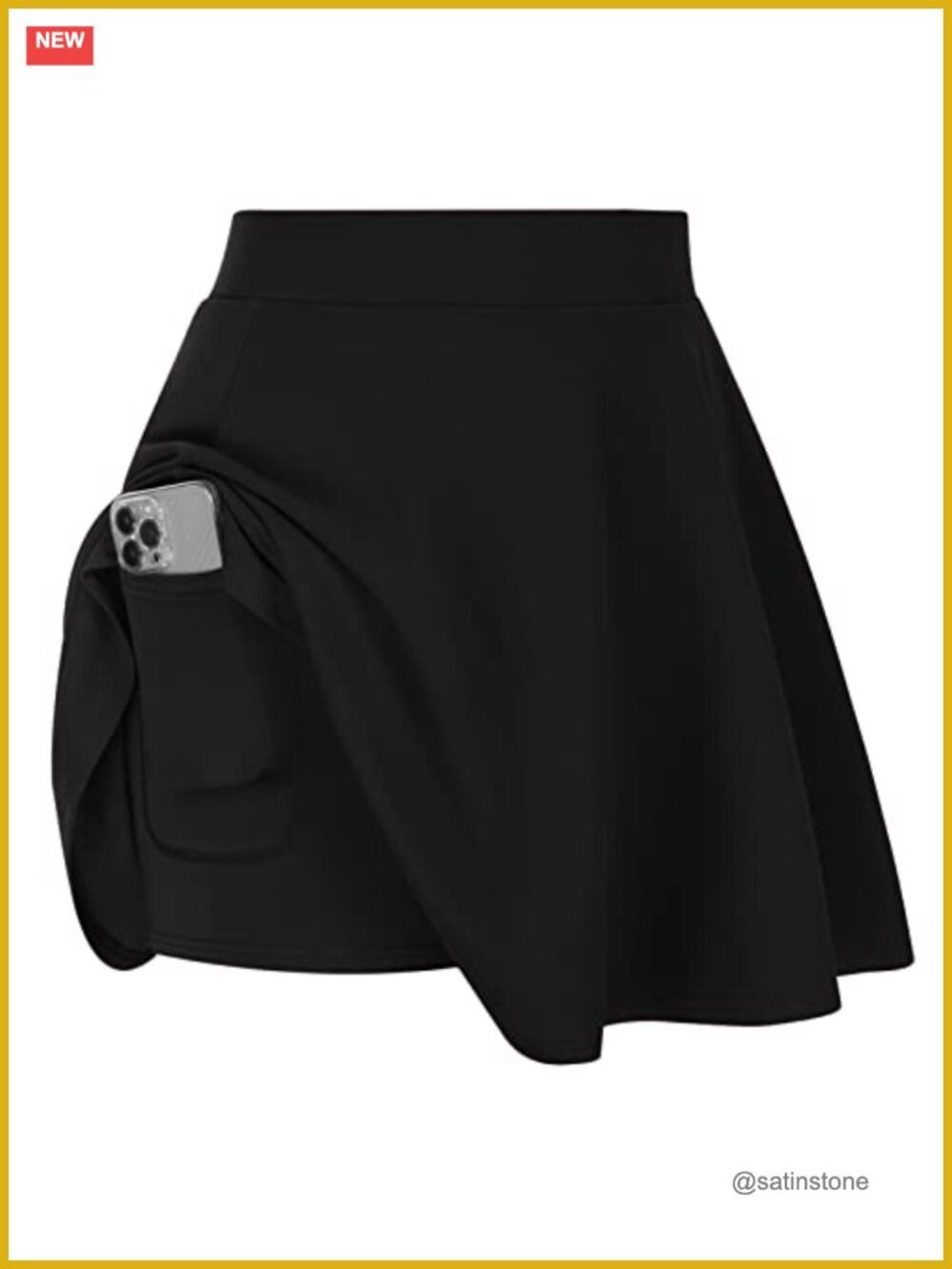 Women's Plus Size High Waist Skater Skirt with Built-in Shorts Flared Skort